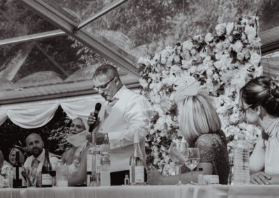Bride and groom speeches at Tournerbury Woods wedding venue in Hampshire